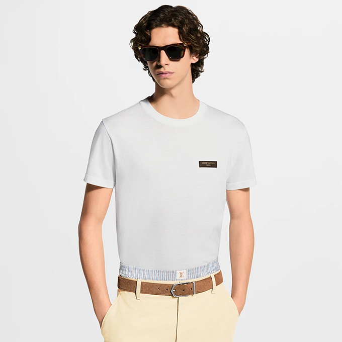 9a+ quality louis vuitton gold foil leather patch short sleeve t shirt